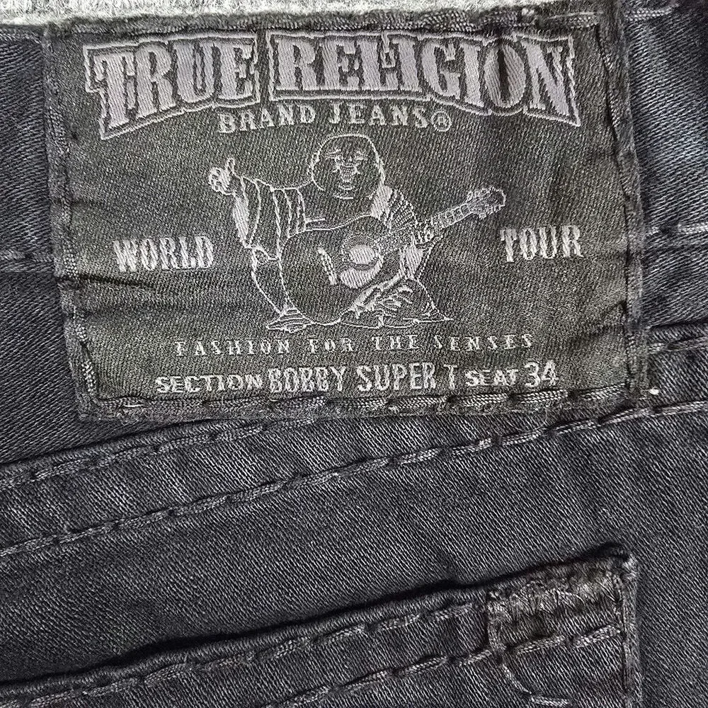 True Religion Jeans Mens Tag 40 Measures 42x34 Black Super T Straight Made USA